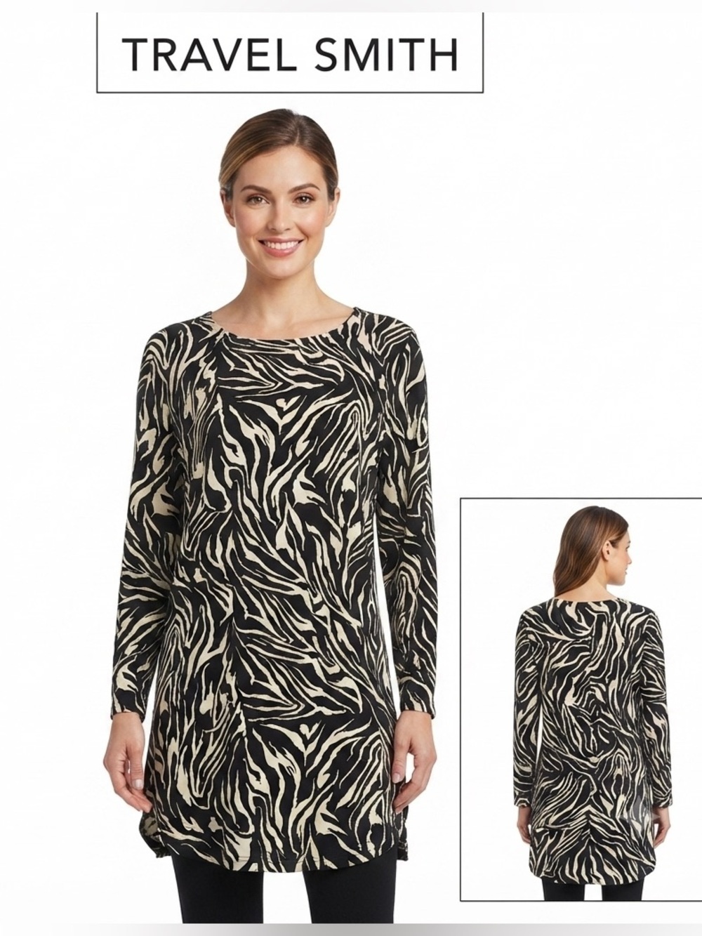 TravelSmith Zebra Print Tunic Top Small